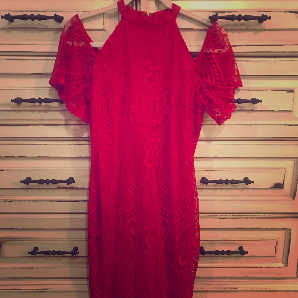 Red lace dress